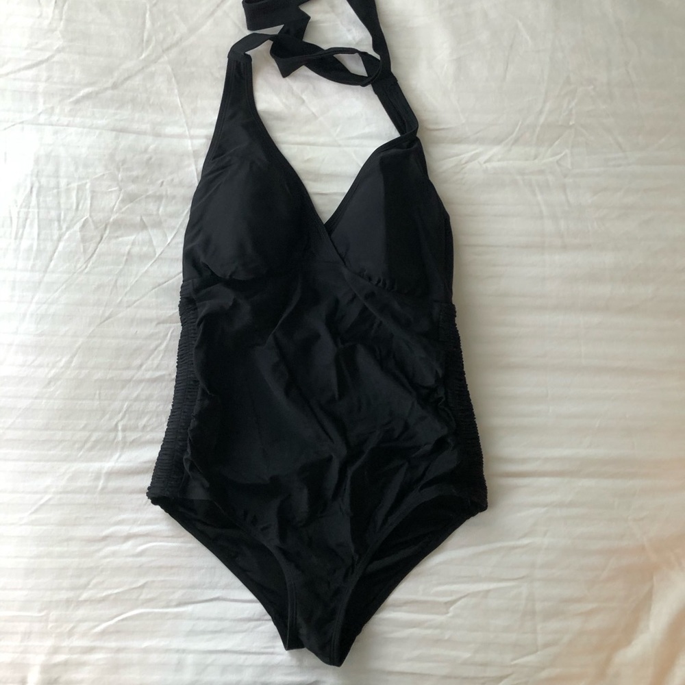 Motherhood Maternity One Piece Halter Swimsuit